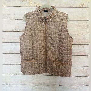 Northcrest Women’s Tan Full Zip Quilted Puffer Vest Size XL NWOT